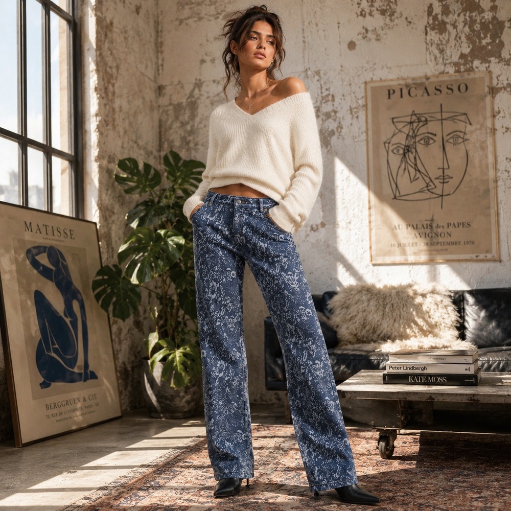 New Picadilly Womens Textured Brocade Denim Skinny Pants Floral Paisley Jeans 6